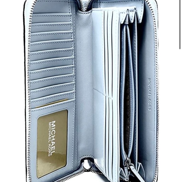 Michael Kors Women's Jet Set Travel Zip Around Continental Wallet pale ocean - Picture 3 of 5